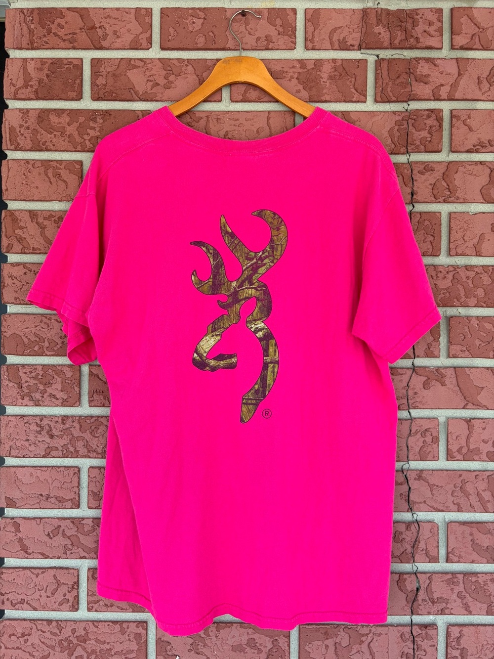 Browning Hot Pink Tee with Camo Buck Logo